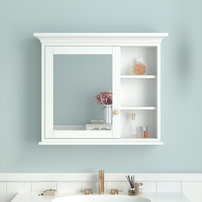 36 in.W x 30 in.H Surface-Mount Bathroom Medicine Cabinet with Mirror in White