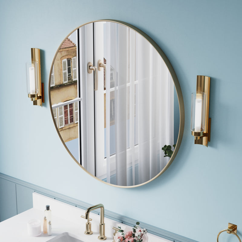 36 in. W x 36 in. H Brushed Gold Modern Bathroom Mirror Round Framed Aluminum Wall Mirror