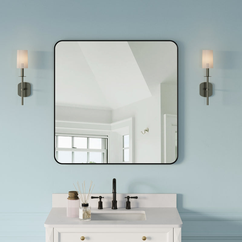 36-in W x 36-in H Black Rectangular Framed Bathroom Vanity Mirror