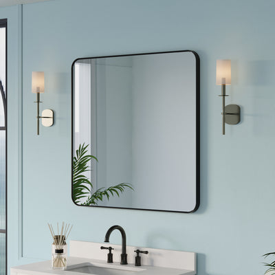 36-in W x 36-in H Black Rectangular Framed Bathroom Vanity Mirror