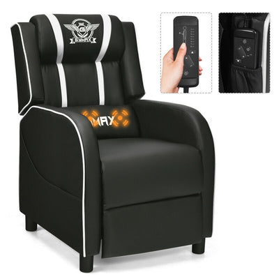 Massage Gaming Recliner PU Leather Chair with Footrest