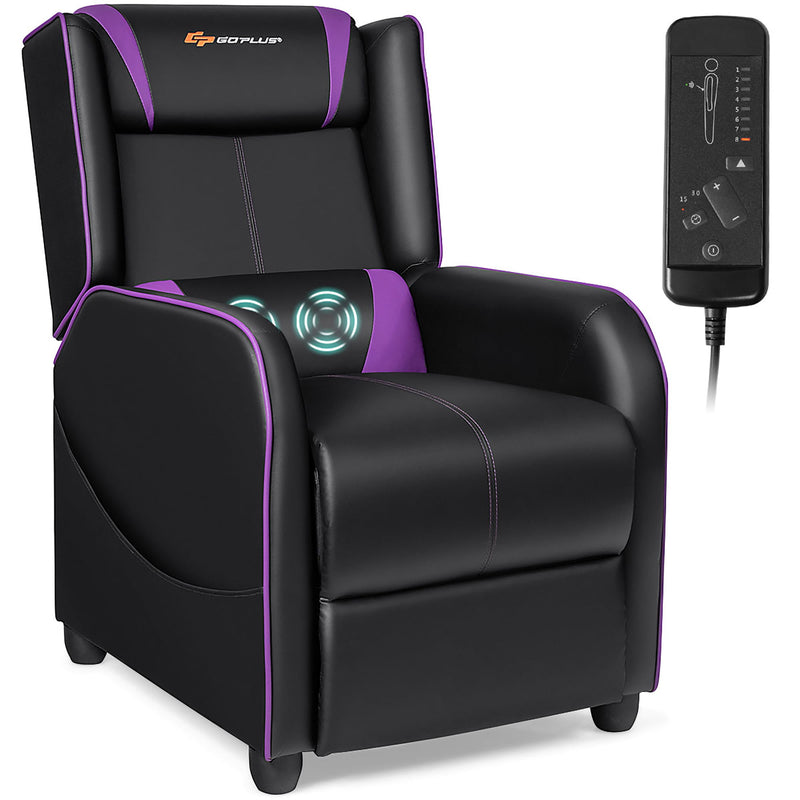 Massage Gaming Recliner Chair Single Living Room Sofa Home Theater Seat Purple