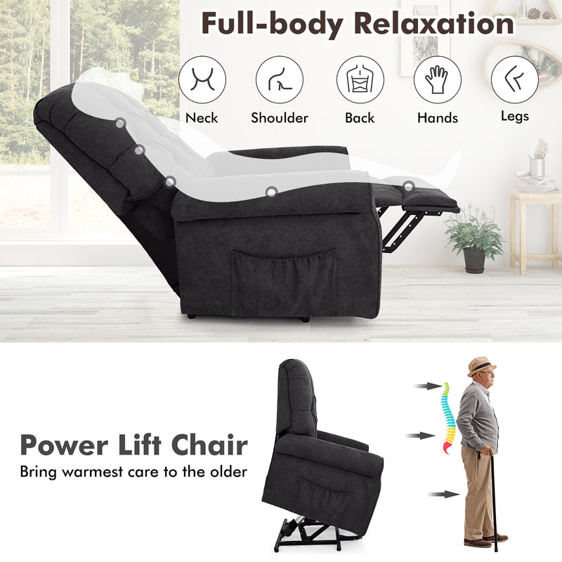 Power Lift Recliner Chair Sofa for Elderly w/ Side Pocket & Remote Control Brown