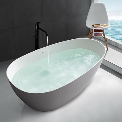 59inch/67inch/71inch Stone Resin Solid Surface Matte Flatbottom Freestanding Bathtub in White