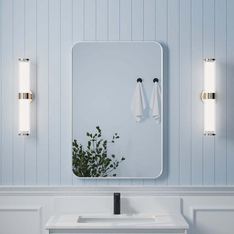 24-in W x 36-in H White Rectangular Framed Bathroom Vanity Mirror