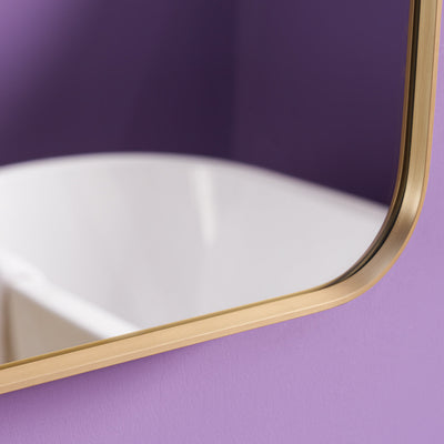 30-in W x 36-in H Brushed Gold Rectangular Framed Bathroom Vanity Mirror