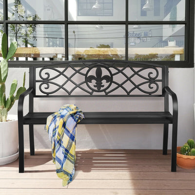 50 Inch Patio Heavy-Duty Metal Garden Bench