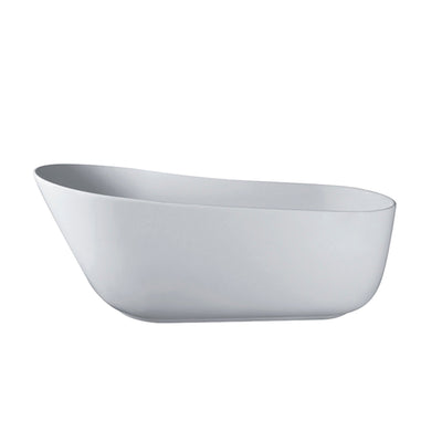 67inch Solid Surface Stone Resin Oval Shape Soaking Bathtub with Overflow in Matte White