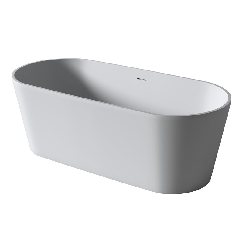 63inch Stone Resin Solid Surface Matte Flatbottom Freestanding Bathtub