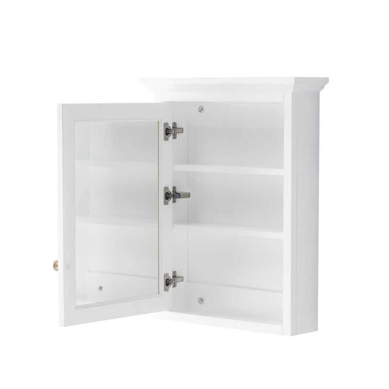 24 in. W x 30 in. H Rectangular White Solid Wood Surface-Mount Medicine Cabinet with Mirror