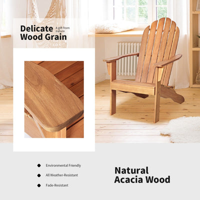 Acacia Wood Outdoor Adirondack Chair with Ergonomic Design