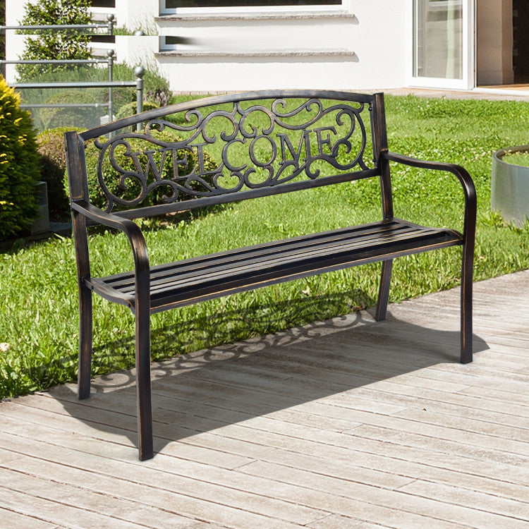 Garden Bench with Elegant Bronze Finish and Durable Metal Frame