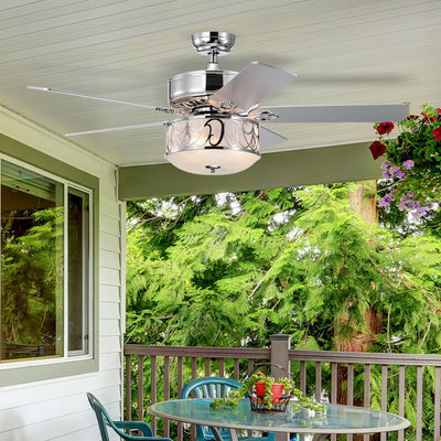 52 Inch Ceiling Fan with Light Reversible Blade and Adjustable Speed