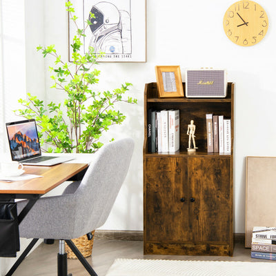 Storage Cabinet Bookcase with Doors and Display Shelf