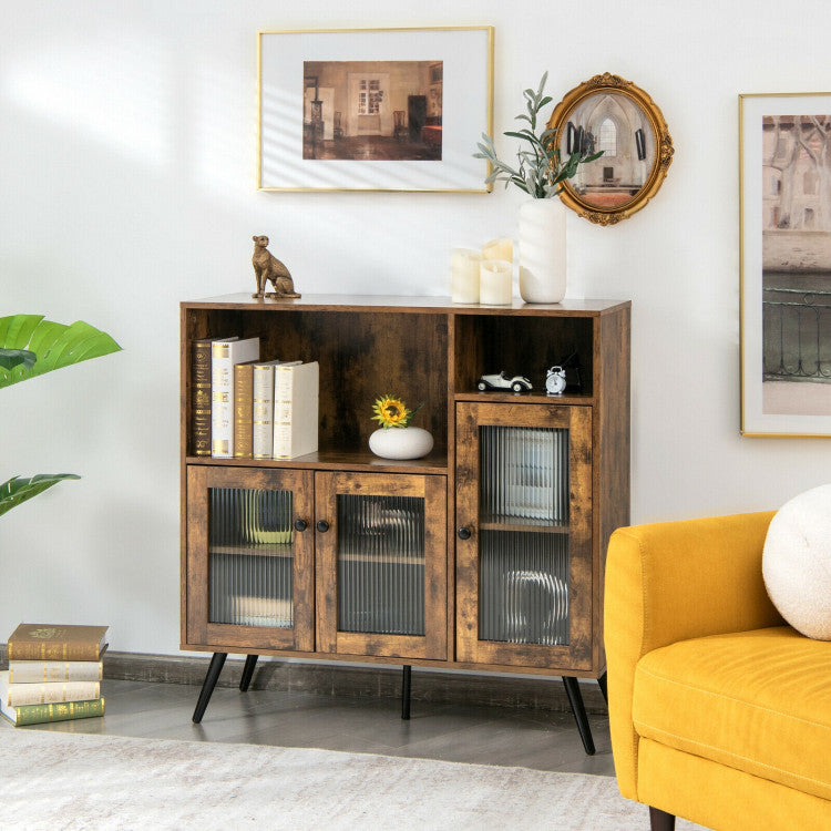 Buffet Storage Cupboard with Glass Door and Adjustable Shelves