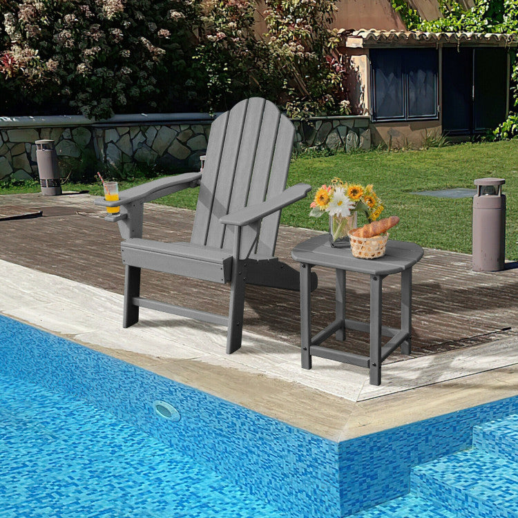 Outdoor Adirondack Chair with Built-in Cup Holder for Backyard Porch