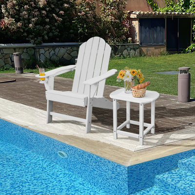 Outdoor Adirondack Chair with Built-in Cup Holder for Backyard Porch