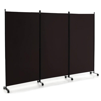 3 Panel Folding Room Divider with Lockable Wheels