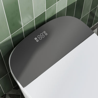 Elongated Smart Bidet Toilet in White with Built-in Tank, Foot Sensor Function, Auto Flush,LED Display