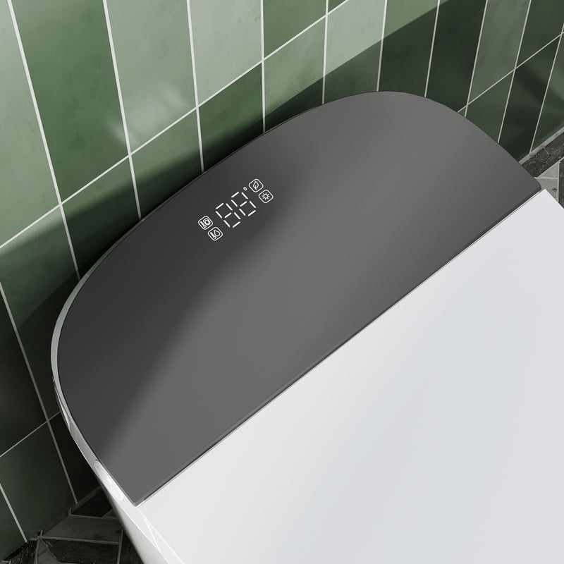 Elongated Smart Bidet Toilet in White with Built-in Tank, Foot Sensor Function, Auto Flush,LED Display