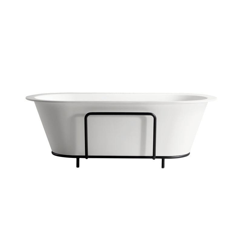 71inch Freestanding Artificial Stone Solid Surface Bathtub in Matte White