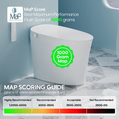 Elongated Smart Bidet Toilet in White with Built-in Tank, Foot Sensor Function, Auto Flush