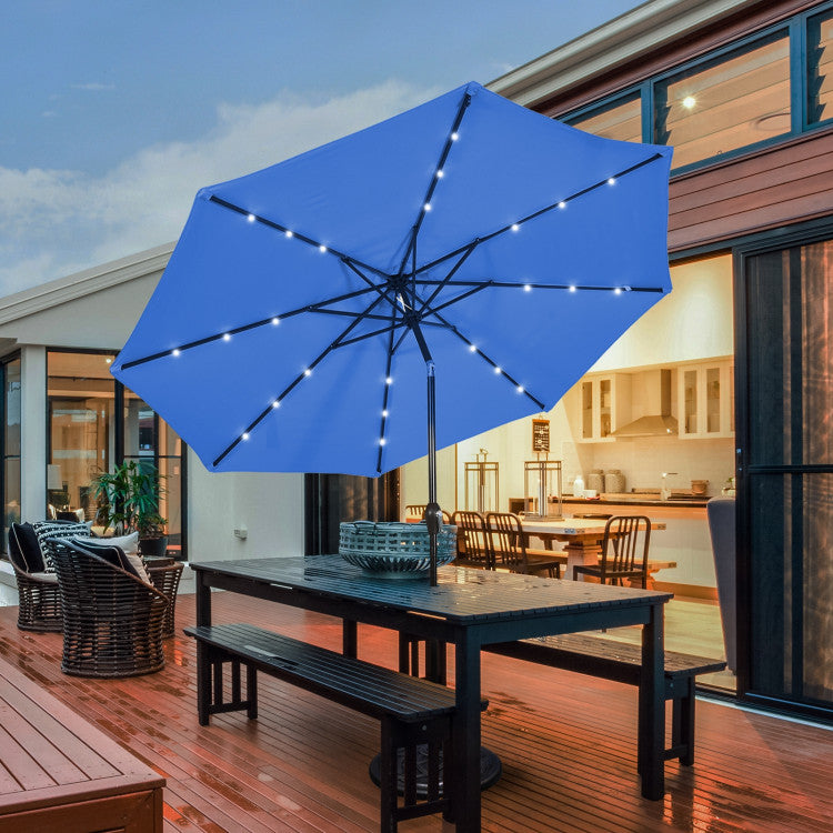 10 Feet Outdoor Patio umbrella with Bright Solar LED Lights