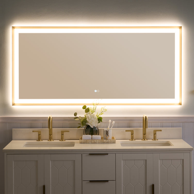 60 in. W x 28 in. H Aluminium Framed Front and Back LED Light Bathroom Vanity Mirror