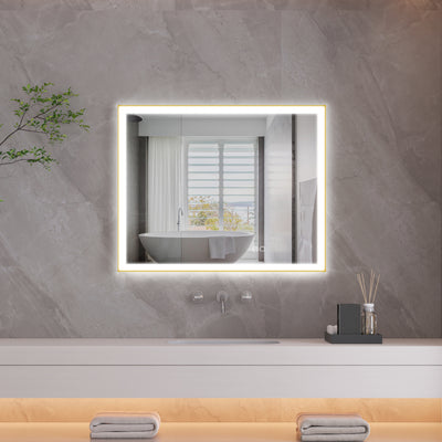 40 in. W x 32 in. H Aluminium Framed Rectangular LED Light Bathroom Vanity Mirror