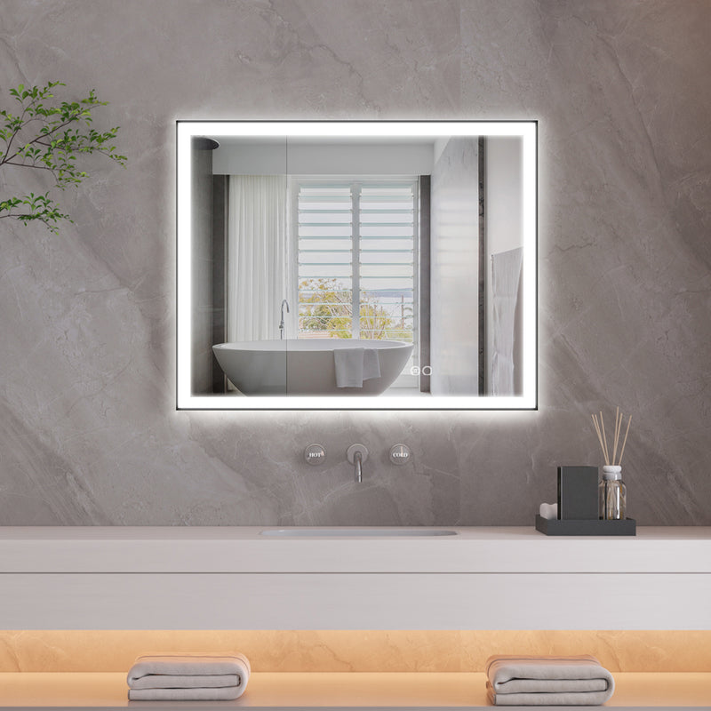 40 in. W x 32 in. H Aluminium Framed Rectangular LED Light Bathroom Vanity Mirror