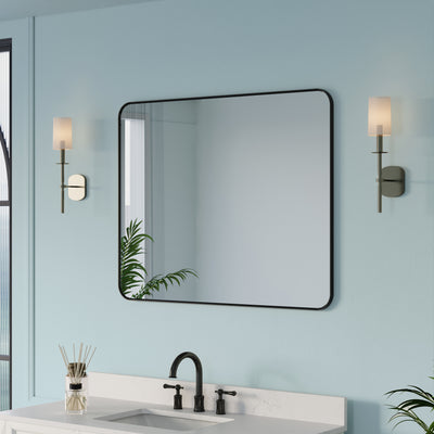 40-in W x 32-in H Black Rectangular Framed Bathroom Vanity Mirror