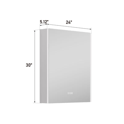 24 in. x 30 in.  Lighted LED Fog Free Surface Mount Silver Mirrored Soft Close Right Medicine Cabinet