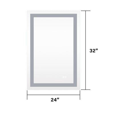 24 in. W x 32 in. H Frameless Rectangular LED Light Bathroom Mirror