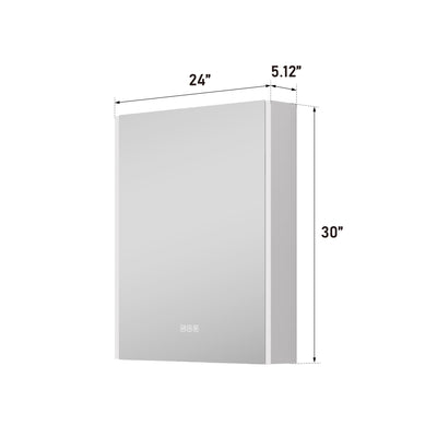 24 in. x 30 in.  Lighted LED Fog Free Surface Mount Silver Mirrored Soft Close Left Medicine Cabinet