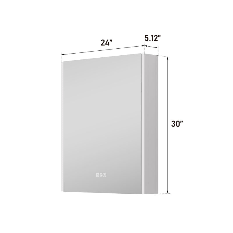 24 in. x 30 in.  Lighted LED Fog Free Surface Mount Silver Mirrored Soft Close Left Medicine Cabinet