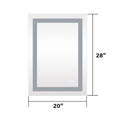 20 in. W x 28 in. H Frameless Rectangular LED Light Bathroom Mirror