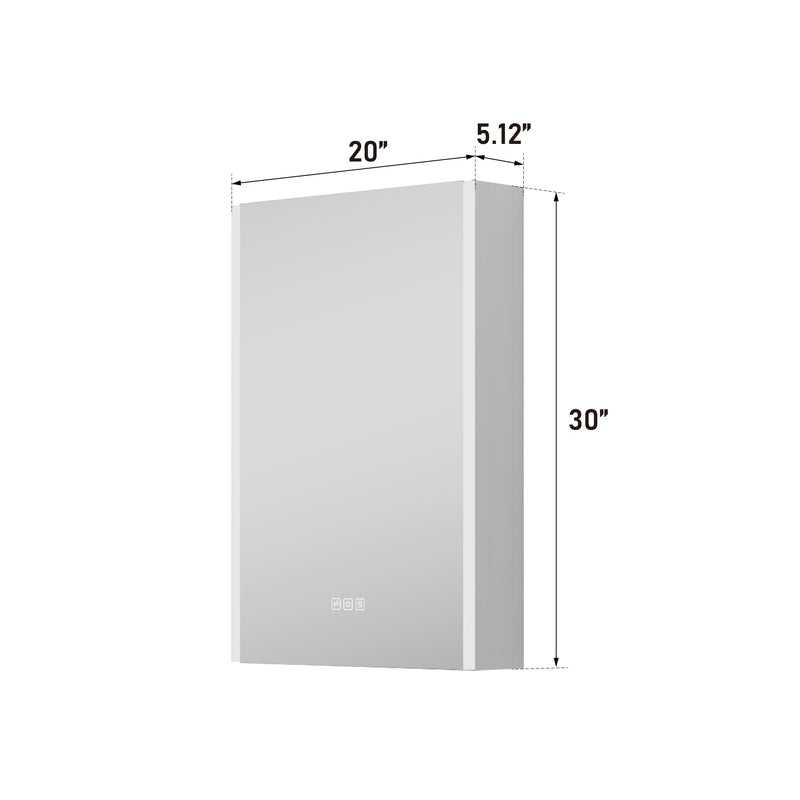 20 in. x 30 in.  Lighted LED Fog Free Surface Mount Silver Mirrored Soft Close Left Medicine Cabinet