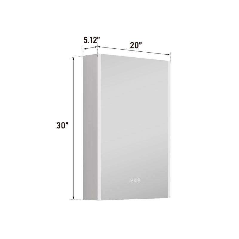 20 in. x 30 in.  Lighted LED Fog Free Surface Mount Silver Mirrored Soft Close Right Medicine Cabinet