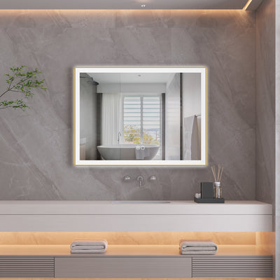 48 in. W x 36 in. H Aluminium Framed Rectangular LED Light Bathroom Vanity Mirror