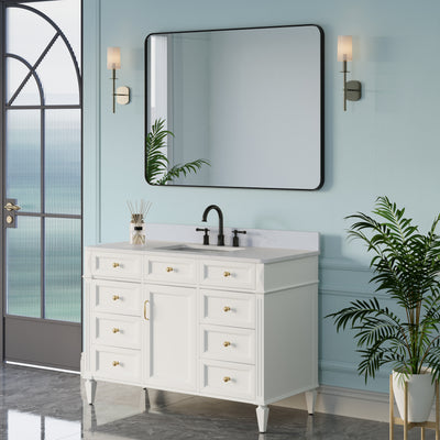 48-in W x 36-in H Black Rectangular Framed Bathroom Vanity Mirror