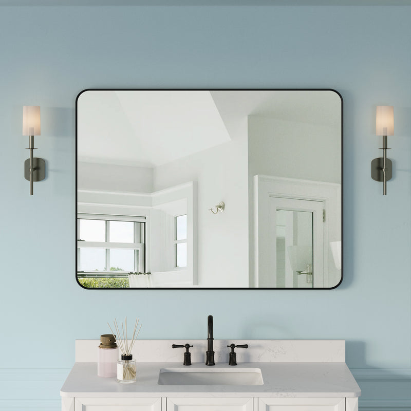 48-in W x 36-in H Black Rectangular Framed Bathroom Vanity Mirror