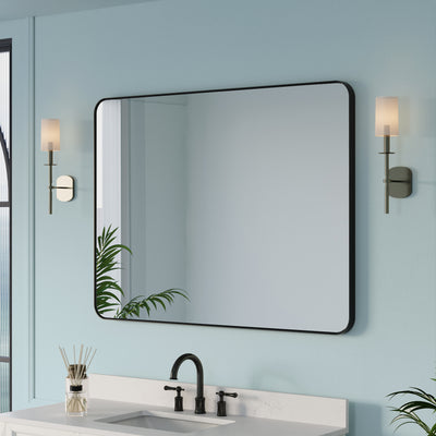 48-in W x 36-in H Black Rectangular Framed Bathroom Vanity Mirror