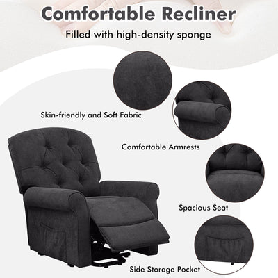 Power Lift Recliner Chair Sofa for Elderly w/ Side Pocket & Remote Control Brown