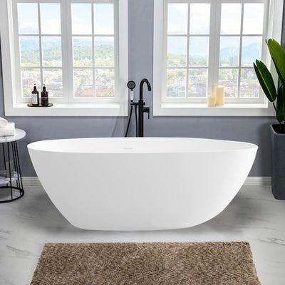 59inch/67inch/71inch Stone Resin Solid Surface Matte Flatbottom Freestanding Bathtub in White