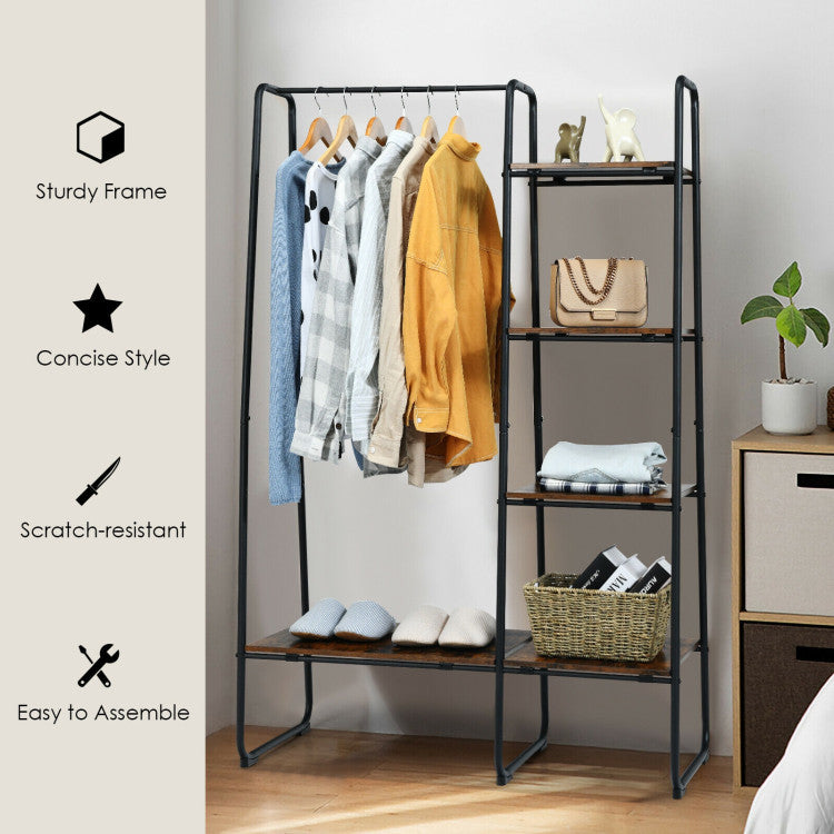 Clothes Rack Free Standing Storage Tower with Hanging Bar