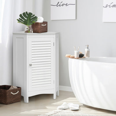 Corner Storage Cabinet Free Standing Bathroom Cabinet with Shutter Door