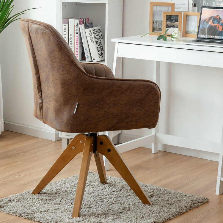 Stylish Swivel Home Office Chair with Solid Wood Legs