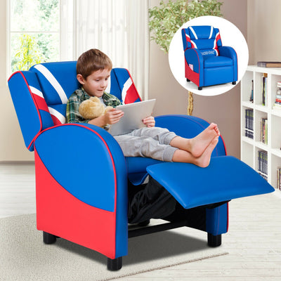 Kids Recliner Chair Gaming Sofa PU Leather Armchair w/Side Pockets