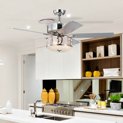 52 Inch Ceiling Fan with Light Reversible Blade and Adjustable Speed