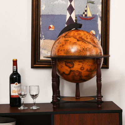 23 Inch Globe Wine Bar Stand for Dining Room and Living Room